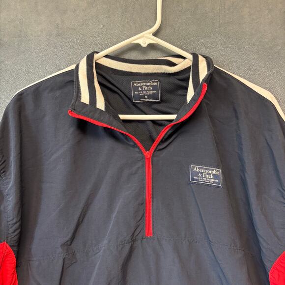 Abercrombie & Fitch Pullover Windbreaker Jacket Anorak Logo Preppy Track Medium - Picture 13 of 14